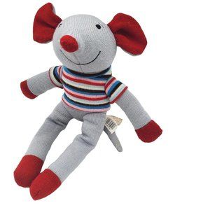 Dan Dee Save Our Earth‎ Now Knit Plush Mouse Gray Red Striped Shirt 17” Long Toy